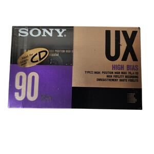 Vintage Sony UX 90 High Bias Type II Blank Cassette Tape New Sealed